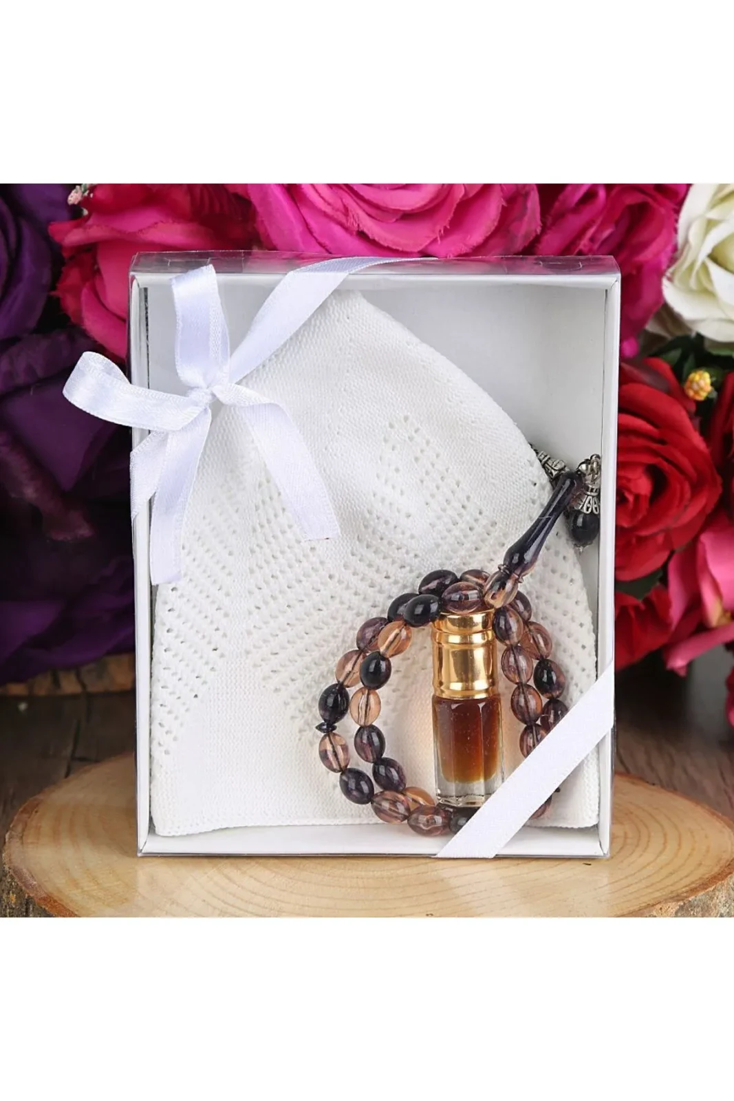 Hediyelik Takke, 33 lü Tesbih, Alkolsüz Esans 3 ml Asetat kutulu 12*15 cm 261 gram 4