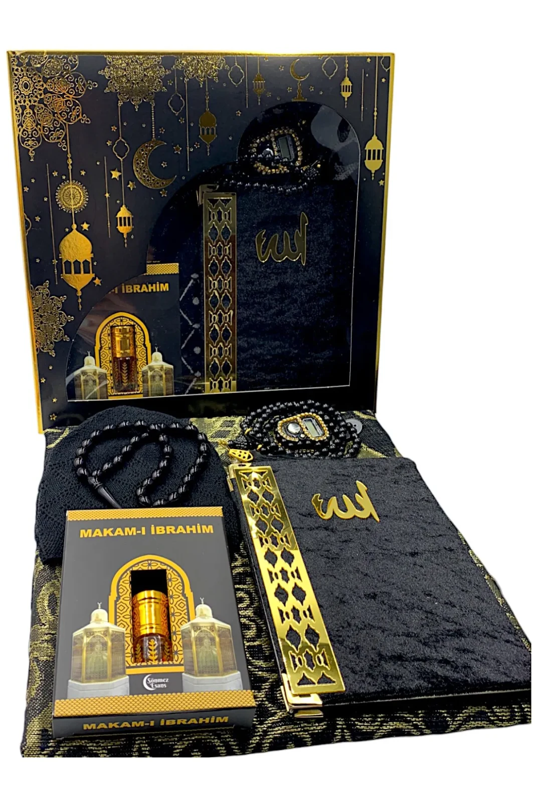 Çeyizlik Seccade Seti Kutulu Dini Şamdan Ramazan Hediyelik Bohça Seti