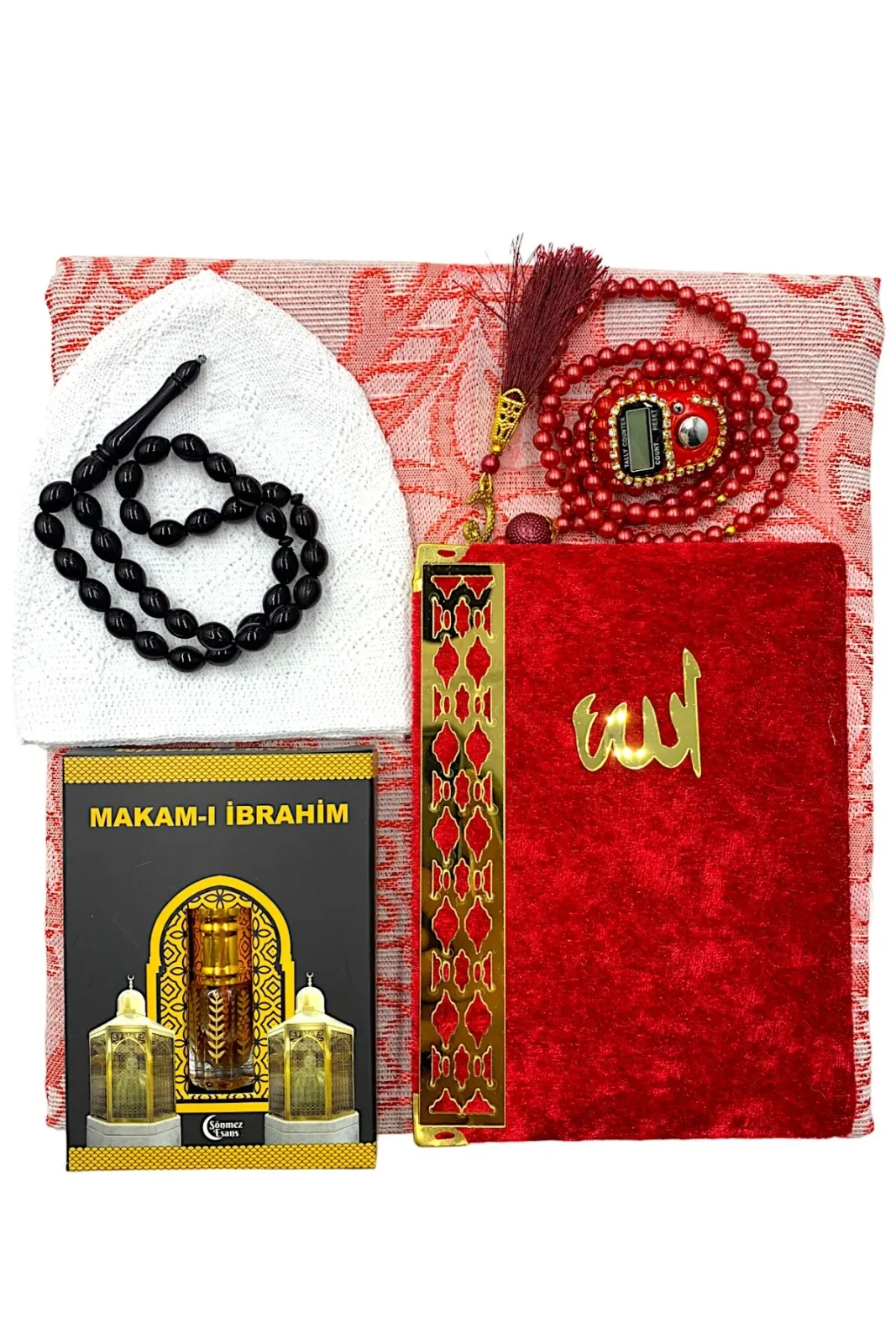 Çeyizlik Seccade Seti Kutulu Dini Şamdan Ramazan Hediyelik Bohça Seti 2