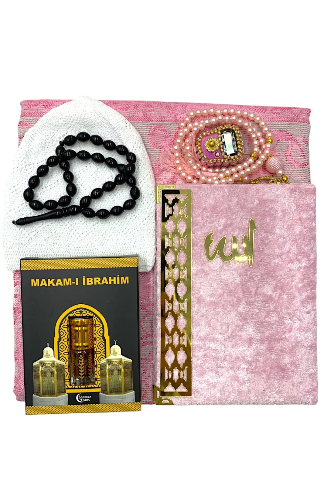 Çeyizlik Seccade Seti Kutulu Dini Şamdan Ramazan Hediyelik Bohça Seti 2