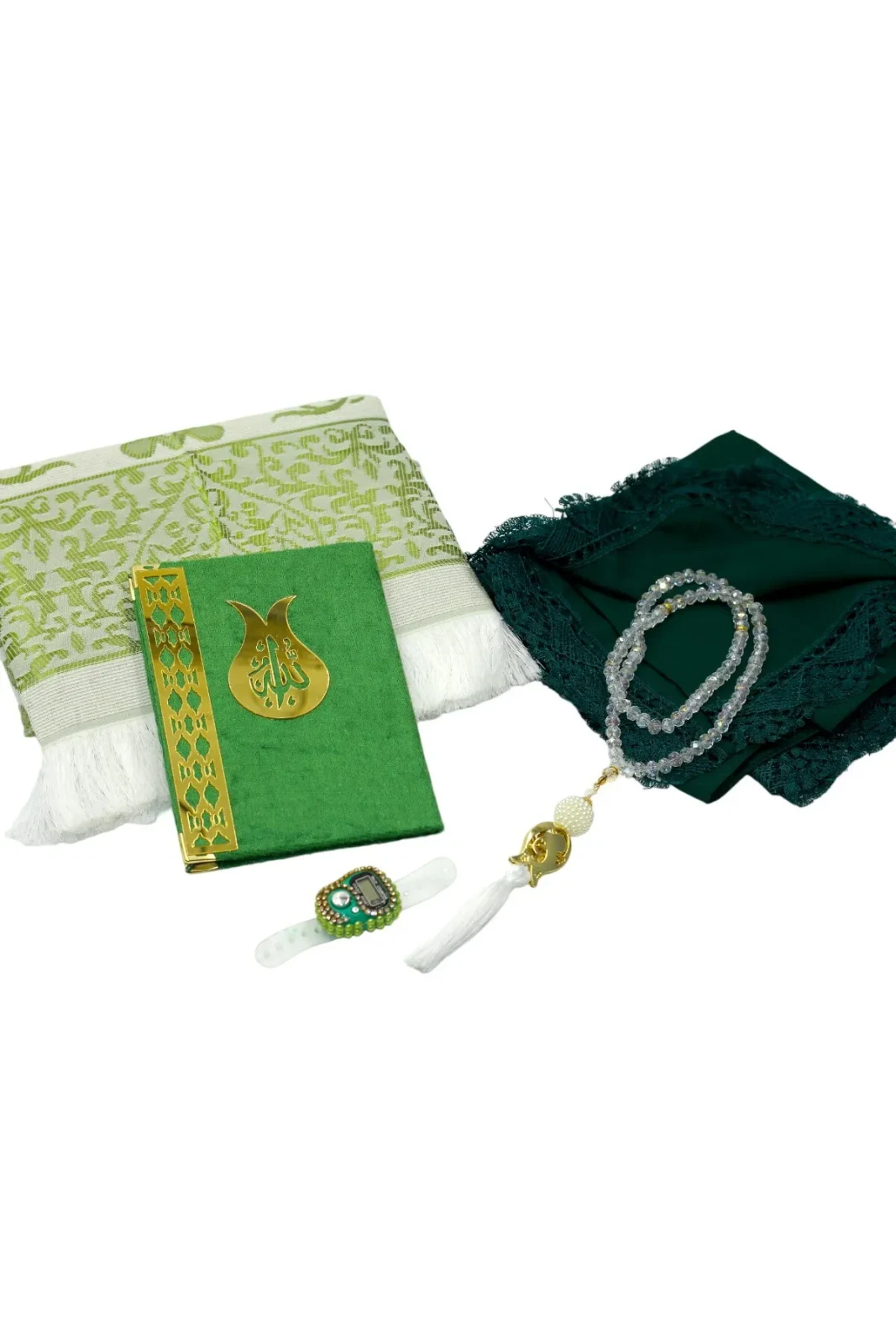 Çeyizlik, Hediyelik, 4’lü Gelin Bohçası Seti, Iğne Oyalı Namaz Örtüsü, Tafta Seccade, Yasin, Tesbih 2